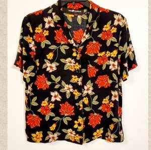 Sag Harbor LP Hawaiian Shirt Black,Floral.